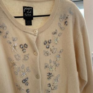 Elegant Beige Floral Cardigan by